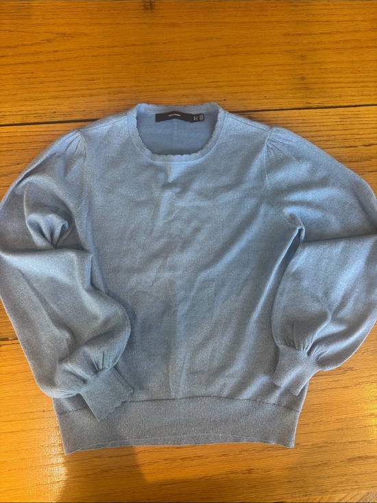 Vero Moda Sweaters - Vero Moda Powder Blue Shimmery Puff-Sleeve Crewneck Sweater